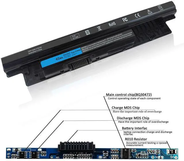 Alt view image 11 of 14 - 40WH Type XCMRD Battery Replacement for Dell Inspiron 14 3421 15 3000 3521 3543 15r 3537 5000 5521 5537 17 3721 17r 5737 5721 Latitude 3440 3540 P28F Vostro 2521 2421 PVJ7J YGMTN 9K1VP XRDW2 V1YJ7