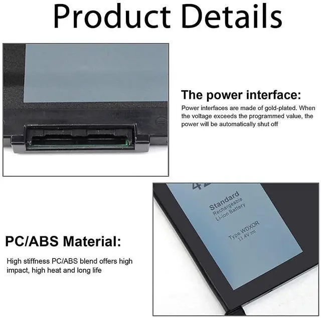 Alt view image 10 of 14 - 42WH WDX0R WDXOR Laptop Battery Compatible with Dell Inspiron 15 5565 5567 5568 5578 7560 7570 7579 7569 13 5368 5378 7368 7378 17 5765 5767 5770 Latitude 3180 3189 3CRH3 T2JX4 FC92N CYMGM