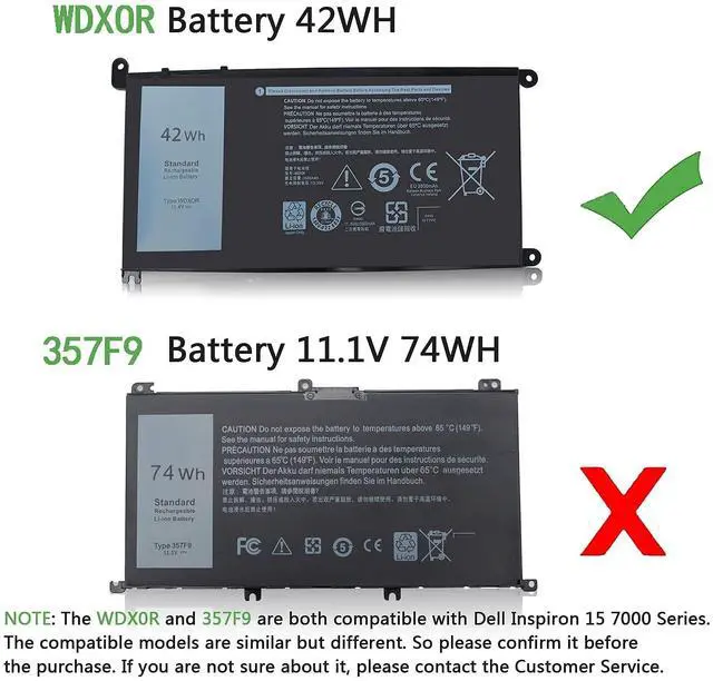 Alt view image 11 of 14 - 42WH WDX0R WDXOR Laptop Battery Compatible with Dell Inspiron 15 5565 5567 5568 5578 7560 7570 7579 7569 13 5368 5378 7368 7378 17 5765 5767 5770 Latitude 3180 3189 3CRH3 T2JX4 FC92N CYMGM