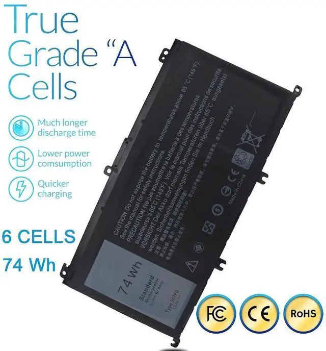 Alt view image 11 of 12 - 74WH 357F9 Battery Replacement for Dell Inspiron 15 7000 7559 7567 7566 7759 7557 5577 INS15PD Series INS15PD-1548B 1548R 1748B fits P57F P57F003 P65F 71JF4 0GFJ6