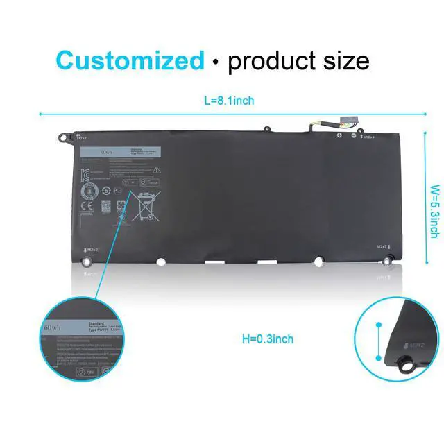 Alt view image 8 of 12 - 60WH 7.6V PW23Y Battery Replacement for Dell XPS 13 9360 P54G002 13-9360-D1605G D1605T D1609G D1505G D1509 D1705G D1805T D1805TG 3591SLV Series 0RNP72 0TP1GT RNP72 TP1GT 4 Cell