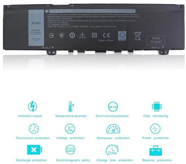 Alt view image 12 of 14 - 38WH Type F62G0 Laptop Battery Replacement for Dell Inspiron 7373 7370 5370 7380 7386 Vostro 5370 Series Notebook F62GO 039DY5 0YMYF6 0DHM0J 0YM5H6 0RPJC3 0TXWRR