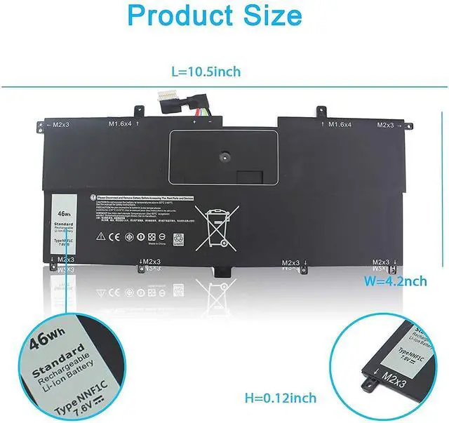 Alt view image 10 of 14 - 46WH NNF1C Battery for Dell XPS 13 2-in-1 2017 Series XPS 13-9365-D1605TS D1805TS D2805TS D3605TS D3805TS D4605TS 0NNF1C NP0V3 P71G P71G001 HMPFH 0HMPFH