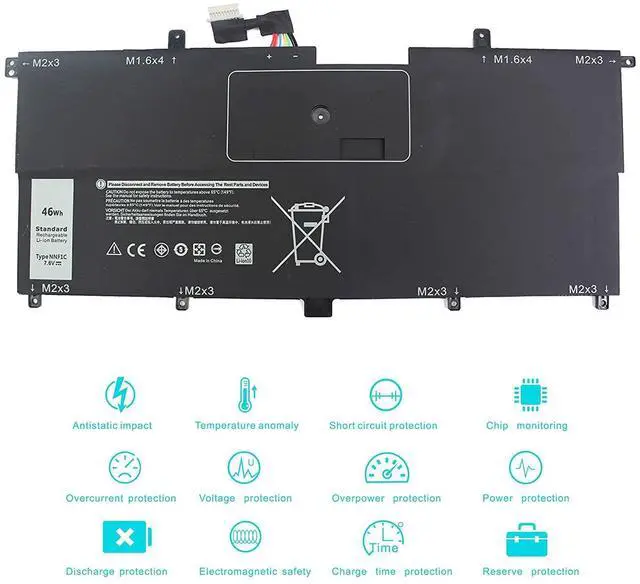 Alt view image 12 of 14 - 46WH NNF1C Battery for Dell XPS 13 2-in-1 2017 Series XPS 13-9365-D1605TS D1805TS D2805TS D3605TS D3805TS D4605TS 0NNF1C NP0V3 P71G P71G001 HMPFH 0HMPFH