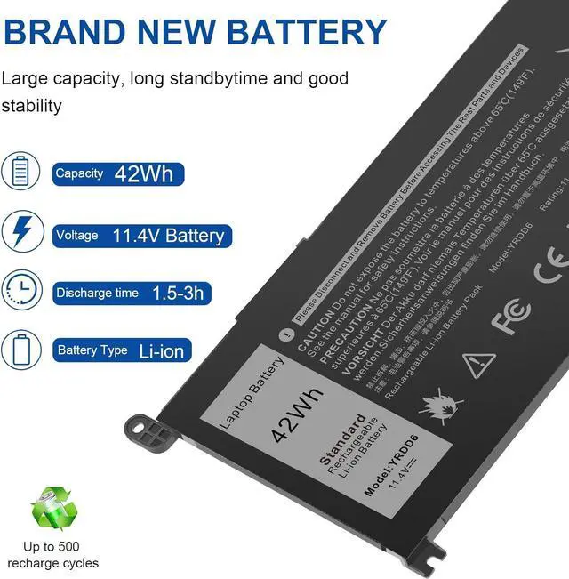 Alt view image 12 of 14 - LXHY YRDD6 Battery for Dell Inspiron 5591 7586 5491 5481 5482 5485 3310 2-in-1 15 3582 3583 3593 3584 5590 5593 5594 5585 14 3493 5493 5480 3793 Vostro 3491 5481 5581 5490 5590 0YRDD6 01VX1H 0VM732