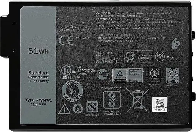 Alt view image 8 of 14 - LXHY 7WNW1 51Wh 6-cell Laptop Battery Compatible with Dell Latitude 5424 5420 Rugged Extreme P85G P86G P137G P137G001 P137G002 P85G001 P86G001 Series DMF8C GK3D3 6NNCF DP3KF 07WNW1 451-BCHV 11.4V