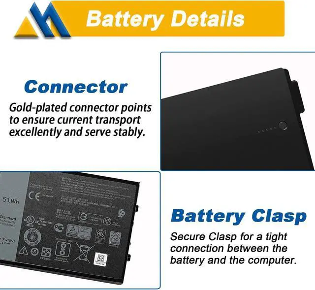 Alt view image 11 of 14 - LXHY 7WNW1 51Wh 6-cell Laptop Battery Compatible with Dell Latitude 5424 5420 Rugged Extreme P85G P86G P137G P137G001 P137G002 P85G001 P86G001 Series DMF8C GK3D3 6NNCF DP3KF 07WNW1 451-BCHV 11.4V