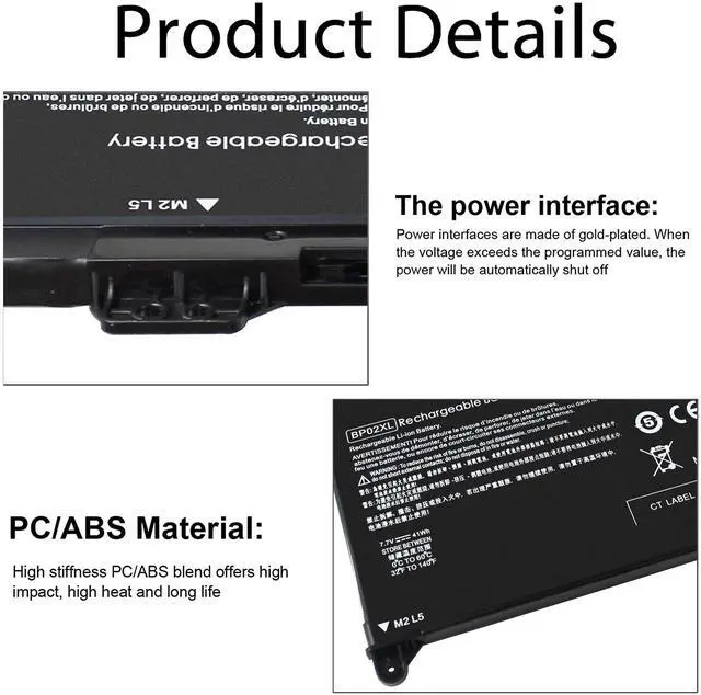 Alt view image 9 of 12 - BP02XL 849909-850 41WH Battery for HP Pavilion Notebook PC 15Z 15AU AW 15Z-AW000 15-AU000 15-AW000 15T-AW000 15-AU010WM 15-AU018WM 15-AU123CL 849569-421 849909-855 849569-542 HSTNN-UB7B TPN-Q172