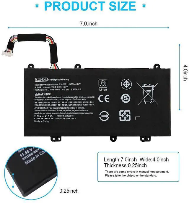 Alt view image 8 of 12 - LXHY 41.5WH Type SG03XL Battery Replacement for HP Envy M7-U109DX M7-U009DX 17T-U100 17-U100 17-U011NR M7-U 17-U 17T-U 849048-421 849049-421 HSTNN-LB7F TPN-I126