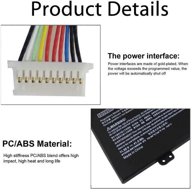Alt view image 9 of 12 - LXHY 41.5WH Type SG03XL Battery Replacement for HP Envy M7-U109DX M7-U009DX 17T-U100 17-U100 17-U011NR M7-U 17-U 17T-U 849048-421 849049-421 HSTNN-LB7F TPN-I126