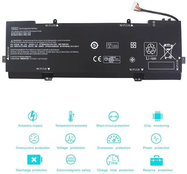 Alt view image 12 of 14 - KB06XL 902401-2C1 Battery for HP Spectre X360 Convertible 15 15-BL0XX 15-BL002XX 15-Bl012DX 15-BL000NA 15T-BL000 15-BL075NR Z6L01EA Z6L02EA Z6K96EA 902499-855 HSTNN-DB7R TPN-Q179, 11.55V 79.2Wh