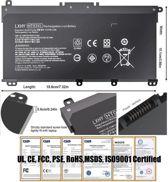 Alt view image 11 of 14 - 41.7Wh HT03XL L11421-422 Battery for HP Pavilion 14-CE 14-CF 14S-CF 14-DF 15-CS 15-DA 15-DB 15-DW 17-BY 17-CA Series 15-DA0014DX 15-CS0053CL L11421-2C2 L11421-422 HT03041XL HSTNN-UB7J HSTNN-DB8R