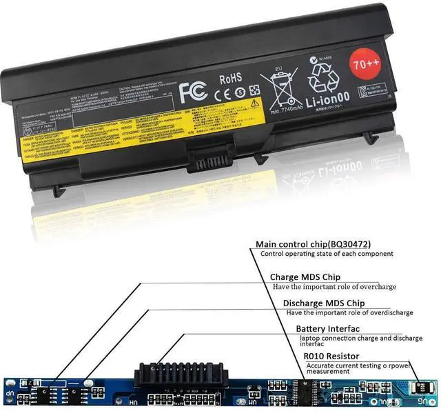 Alt view image 11 of 14 - 94WH 70++ 0A36303 0A3630 T430 Battery for Lenovo ThinkPad T420 T520 T410 T530 L412 L510 L420 W510 W520 SL410 SL510 Edge 14"" 15"" ASM P/N 42T4703 42T4752 FRU P/N 45N1001 45N1005 45N1107 9 Cells