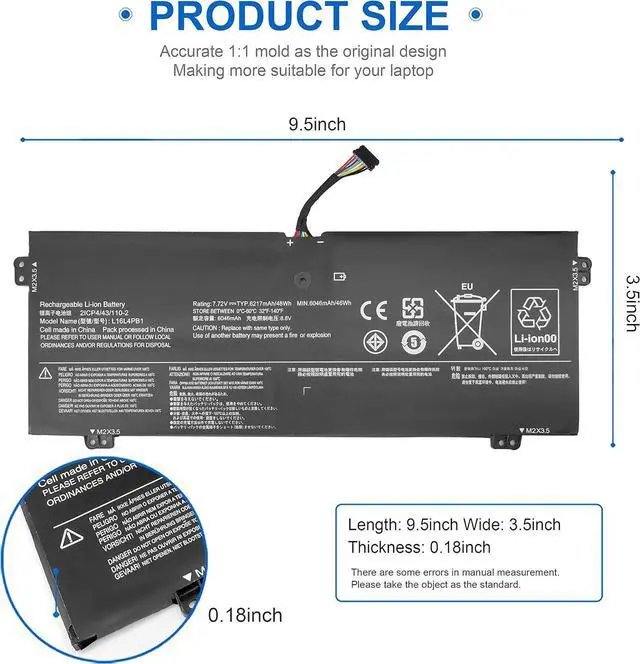 Alt view image 8 of 12 - LXHY L16C4PB1 L16M4PB1 Battery Replacement for Lenovo Yoga 720 13 720-13IKB 720-131KB 720-13lKB 80X6, Yoga 730-13IKB 730-131KB 81C3, Yoga 730 730-13IWL 730-131WL 730-13lWL 81JR, L16L4PB1 5B10M52738