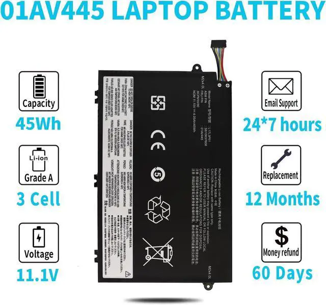 Alt view image 11 of 12 - LXHY 45Wh L17L3P51 01AV445 Laptop Battery for Lenovo ThinkPad E480 E490 E485 E495 E585 E590 E595 E14 E15 SB10K97606 SB10K97607 SB10K97608 SB10K97609 01AV446 01AV447 01AV448 L17C3P51 L17M3P52 11.1V