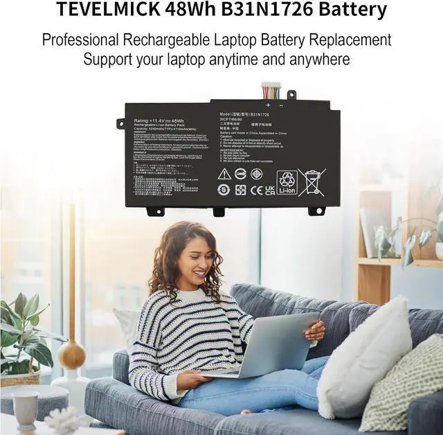 Alt view image 12 of 14 - LXHY 48Wh B31N1726 B31BNEH Battery Replacement for Asus TUF Gaming FX504 FX505 FX505DT FX504GD FX504GE FX504GM A15 FA506 FA506IU A17 FA706II NotebooFX80 FX86 B31N1726-1 B31BN91 A41LK9H 0B200-02910200
