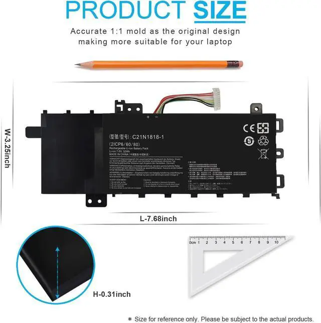Alt view image 11 of 14 - LXHY C21N1818-1 Laptop Battery for ASUS VivoBook 15 F512DA F512JA F512JA-AS34 F512FA F512FB F512FJ F512FL F512UA X512DA X512FA X512JA X512UA X512FB X512FJ X512FL X512JF X512JP R564JA S512FA S512FB