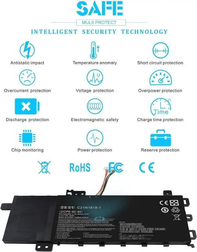 Alt view image 14 of 14 - LXHY C21N1818-1 Laptop Battery for ASUS VivoBook 15 F512DA F512JA F512JA-AS34 F512FA F512FB F512FJ F512FL F512UA X512DA X512FA X512JA X512UA X512FB X512FJ X512FL X512JF X512JP R564JA S512FA S512FB