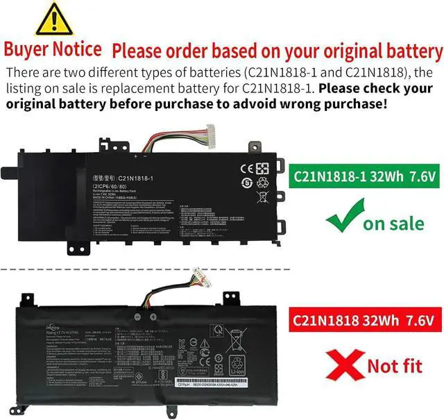 Alt view image 13 of 14 - LXHY C21N1818-1 Laptop Battery for ASUS VivoBook 15 F512DA F512JA F512JA-AS34 F512FA F512FB F512FJ F512FL F512UA X512DA X512FA X512JA X512UA X512FB X512FJ X512FL X512JF X512JP R564JA S512FA S512FB
