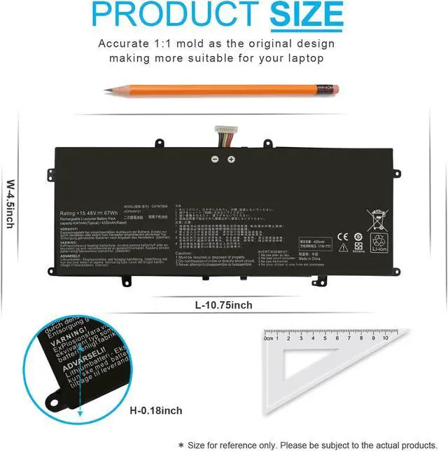 Alt view image 10 of 12 - LXHY 67Wh C41N1904 Laptop Battery Replacement for ASUS ZenBook 14 UX425 UX425UA UX425EA UX425JA 13 UX325EA UX325JA UM325SA UX363EA UX363JA Flip S UX371 UX393 UX393EA UX371EA S14 S435 S435EA