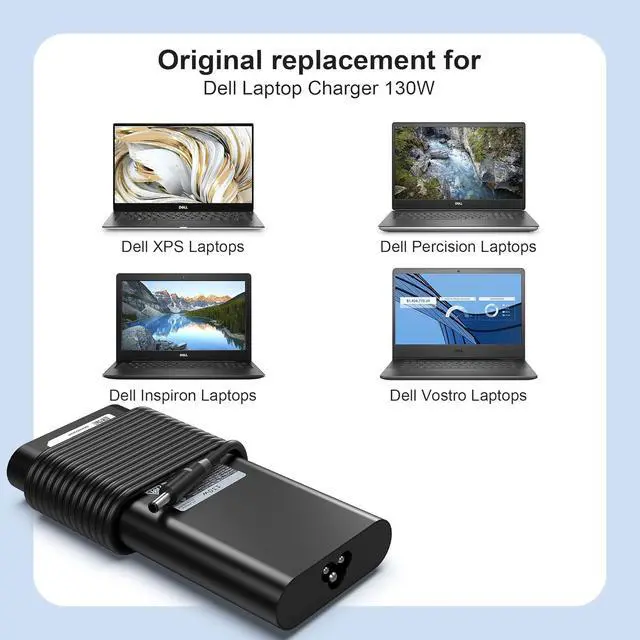 Alt view image 11 of 14 - LXHY 130W 4.5mm AC Adapter Laptop Charger Replacement for Dell XPS 15 7590 9530 9550 9560 9570 Precision 5510 5520 5530 5540 M2800 M3800 P/N HA130PM130 0V363H DA130PM130 06TTY6 0RN7NW