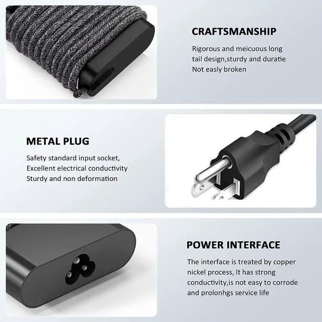 Alt view image 10 of 12 - Slim 90W 65W USB-C Charger for Dell Laptop Charger : Dell XPS 13 9365 9360 9370, Latitude 5520 5420 3400 3500 5289 5300 2in1 7400 2in1,Inspiron 16 7620 2-in-1/14 7420 LA90PM170 DA90PM170