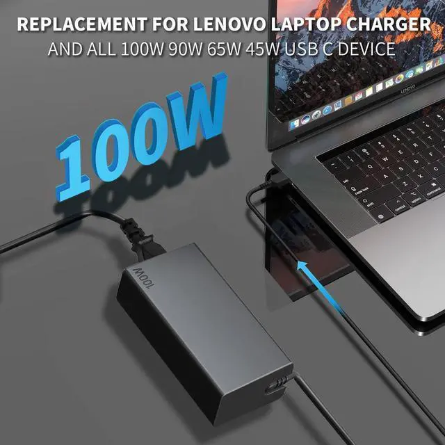 Alt view image 8 of 12 - 100W USB C Charger for Lenovo Yoga Slim 9 9i 7i Y9000 R9000 R7000P, ThinkBook 14 16 neo14 ADL100YCC3A ADL100YDC3A ADL100YLC3A ADLX65YDC2A Lenovo Laptop Charger USB Type C