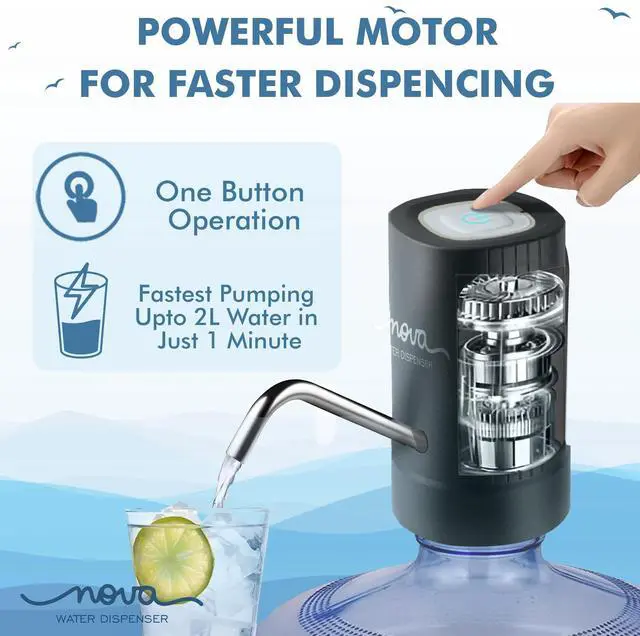 Alt view image 3 of 5 - GetSetNova Water Pump for 5 Gallon Jug - Electric 5 Gallon Water Pump & Water Jug Dispenser - USB Charging Portable Water Dispenser Pump for Home, Office & Camping (Dispensador de Agua)
