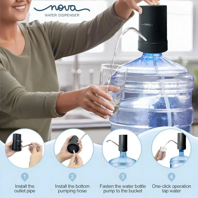 Alt view image 5 of 5 - GetSetNova Water Pump for 5 Gallon Jug - Electric 5 Gallon Water Pump & Water Jug Dispenser - USB Charging Portable Water Dispenser Pump for Home, Office & Camping (Dispensador de Agua)