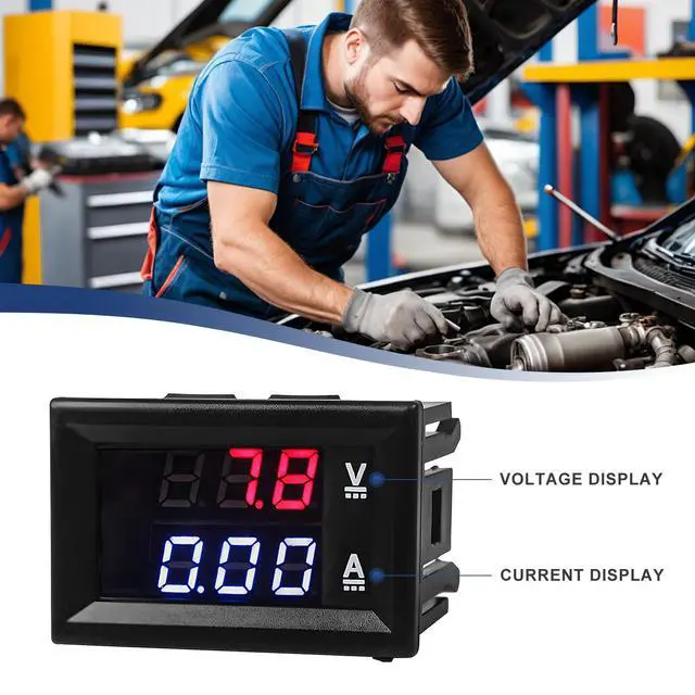 Alt view image 5 of 6 - 2 PCS 0.28" Digital Voltmeter Ammeter, DC 0-100V 10A Amp Volt Meter Gauge with Connect Wires, Mini Dual LED Display Panel Current Voltage Monitor Tester for EV Cars Boats