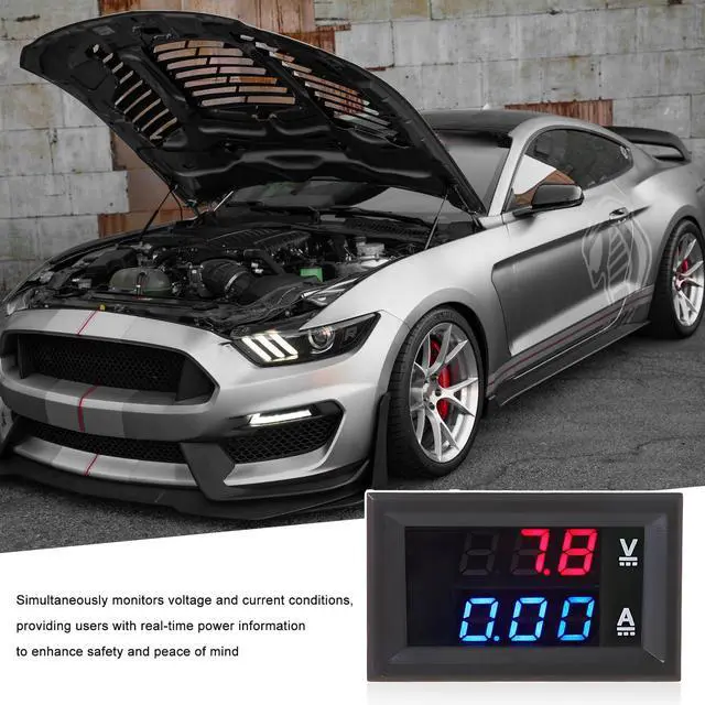 Alt view image 4 of 6 - 2 PCS 0.28" Digital Voltmeter Ammeter, DC 0-100V 10A Amp Volt Meter Gauge with Connect Wires, Mini Dual LED Display Panel Current Voltage Monitor Tester for EV Cars Boats