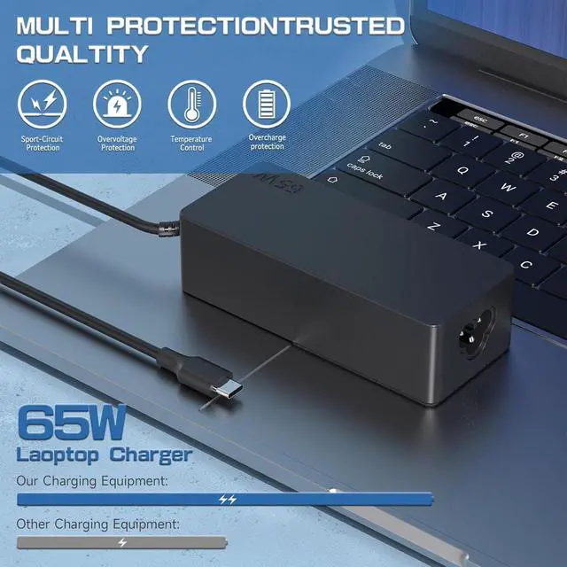 Alt view image 2 of 5 - 65W USB C Charger Compatible with Lenovo ThinkPad T480 T490 E480 Yoga C630 C740 C930 Chromebook 100e 300e 500e c330 Laptop Power Supply Cord