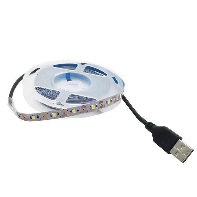 Alt view image 3 of 6 - USB LED Strip Light Warm White 3500K 5V USB Powered 16.4ft/5M 300LEDs Flexible SMD2835 No-Waterproof IP20 LED Tape Lights for TV Background Lighting Tape Home Decor Lamp