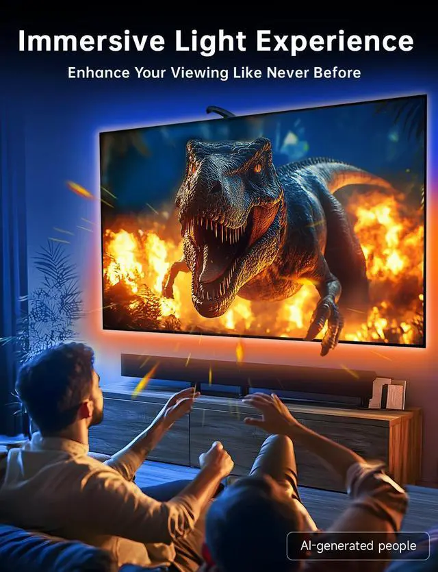 Alt view image 3 of 7 - TV LED Backlight, 11.5ft Cuttable TV Lights That Change with TV for 32-50 Inch Screen and PC Monitor, TV Backlight with Sensor, Smart App Control, Game & Music Sync Color Changing Lights