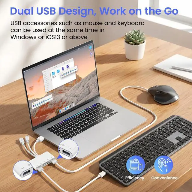 Alt view image 5 of 7 - 5-in-1 Memory Card Reader, USB OTG Adapter & SD Card Reader for iPhone iPad Mac USB C and USB A Devices with 5 Slots of PD 60W/Dual USB/TF/SD Card, Camera Adapter Supports SD/Micro SD/SDHC/SDXC/MMC