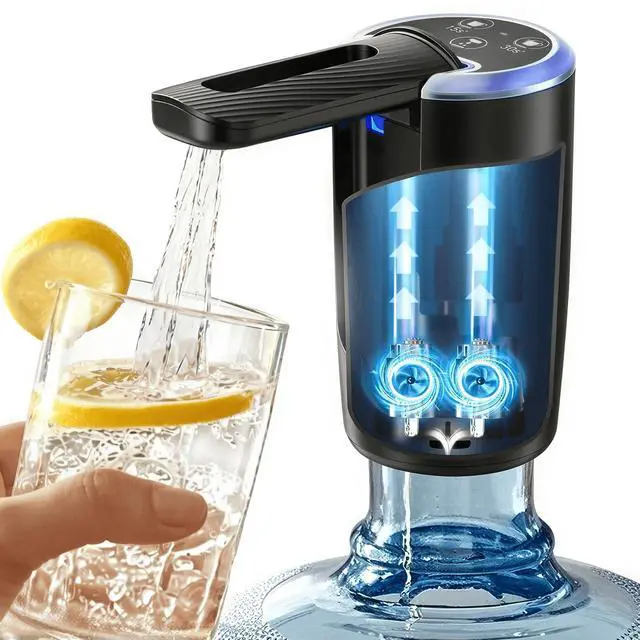 Main image of Water Bottle Pump, Dual Motor High-Speed 5 Gallon Water Dispenser, Portable Electric Water Jug Pump with 3 Pumping Modes, Type-C Rechargeable, Universal Fit for 2-5 Gallon Bottle, Black