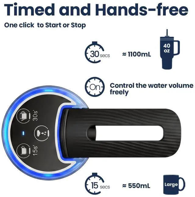 Alt view image 4 of 7 - Water Bottle Pump, Dual Motor High-Speed 5 Gallon Water Dispenser, Portable Electric Water Jug Pump with 3 Pumping Modes, Type-C Rechargeable, Universal Fit for 2-5 Gallon Bottle, Black