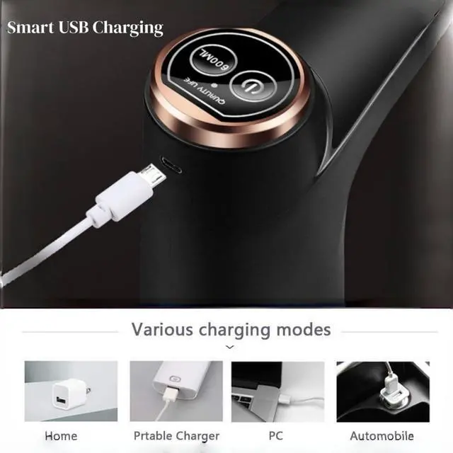 Alt view image 5 of 7 - USB Rechargeable Electric Water Pump for 5 Gallon Bottle, Portable Water Dispenser Pump with 1200mAh Battery for Home Office Camping (Black)