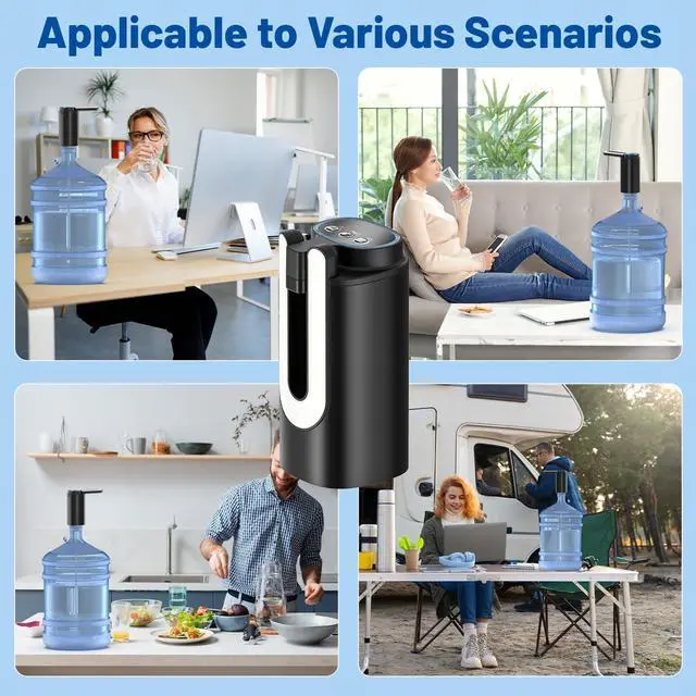 Alt view image 2 of 6 - 3 Mode Foldable Nozzle 5 Gallon Water Dispenser, Water Bottle Pump for 5 Gallon, Portable Electric Water Jug Dispenser for Gallon Bottle Switch (Light Black)