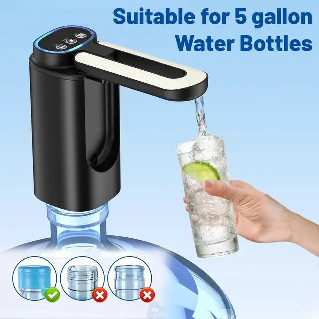 Alt view image 5 of 6 - 3 Mode Foldable Nozzle 5 Gallon Water Dispenser, Water Bottle Pump for 5 Gallon, Portable Electric Water Jug Dispenser for Gallon Bottle Switch (Light Black)