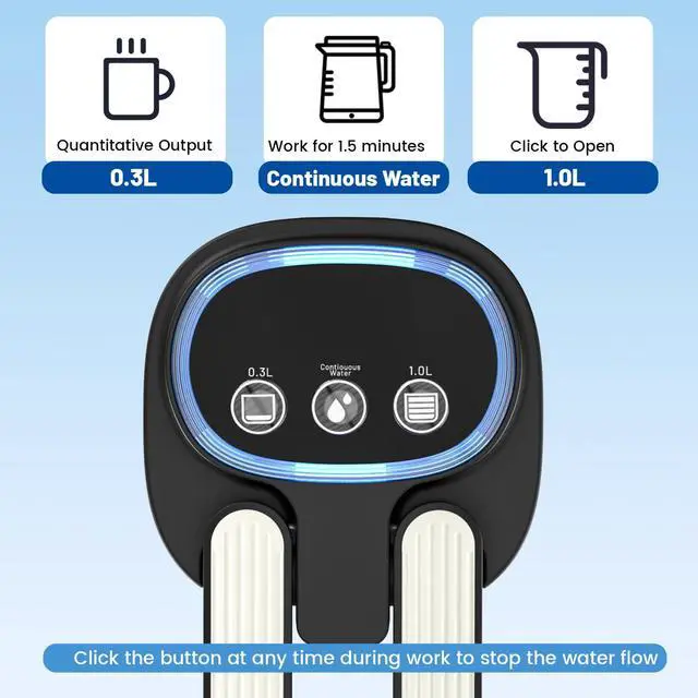 Alt view image 4 of 6 - 3 Mode Foldable Nozzle 5 Gallon Water Dispenser, Water Bottle Pump for 5 Gallon, Portable Electric Water Jug Dispenser for Gallon Bottle Switch (Light Black)
