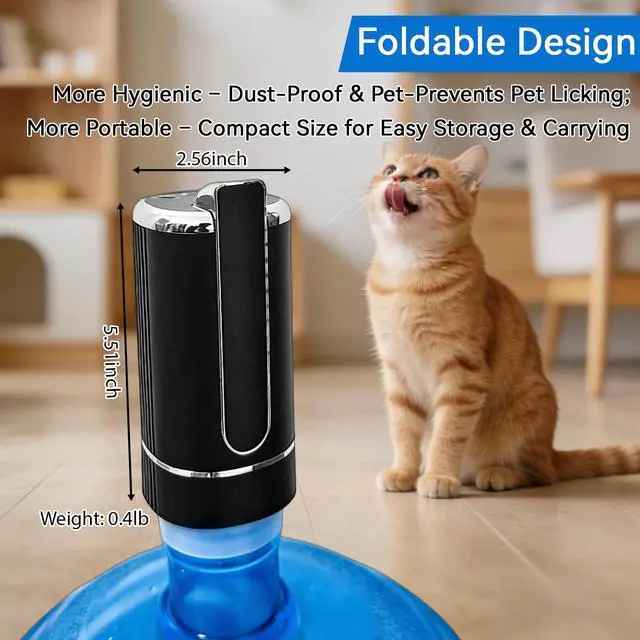 Alt view image 3 of 7 - Water Dispenser for 5 Gallon Bottle, Portable USB Charging Electric Water Pump, Foldable Spout, Water Jug Pump for Camping, Home, Office