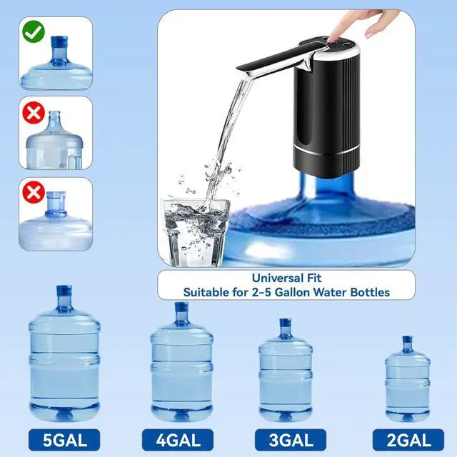 Alt view image 4 of 7 - Water Dispenser for 5 Gallon Bottle, Portable USB Charging Electric Water Pump, Foldable Spout, Water Jug Pump for Camping, Home, Office