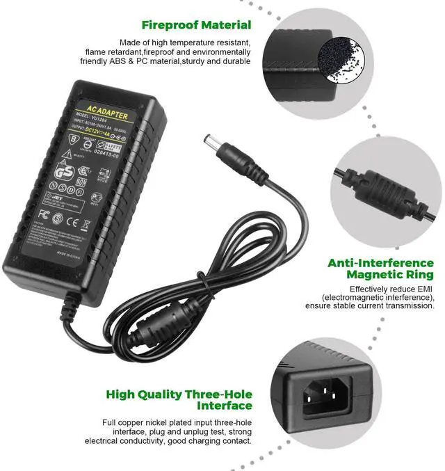 Alt view image 5 of 7 - 12V 4A Power Adapter - LeTaoXing AC 100-240V 50/60Hz to DC 12 Volt 4 Amp 48W Power Supply 12V/4A Charger for LED Strip Light LED Driver CCTV Security System
