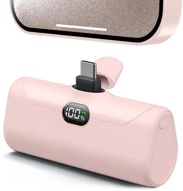 Main image of Pink USB C Power Bank Portable Charger 5000mah with Kickstand for iPhone 17,Type-c Battery Pack Charger with Digital Display for iPhone 16/Samsung/Android phones, Pinky Gift for Her Phones