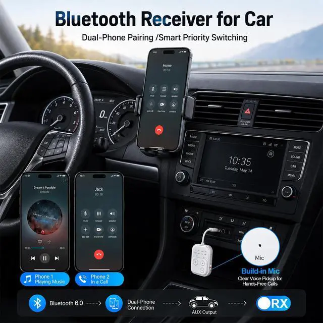 Alt view image 5 of 7 - 2026 Pro Bluetooth 6.0 Audio Transmitter Receiver | Bluetooth Adapter for TV/Airplane/Gym/Car/Home Stereo to Wireless Headphones,Stable Connection, Clear Sound & Low Latency, Dual Link & 33FT Range