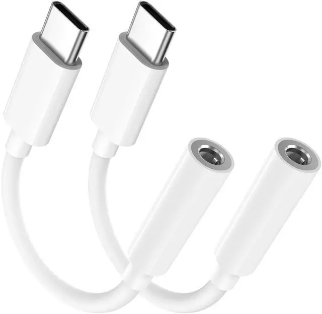 Main image of 2 Pack USB C to 3.5mm Headphone Jack Adapter, Aux to USB C HiFi Compatible for Apple iPhone 17/16/15/Pro Max/Plus,Type C Aux Audio Dongle Cable Cord for iPad,Samsung Galaxy S26/S25/24/S23,Pixel -White