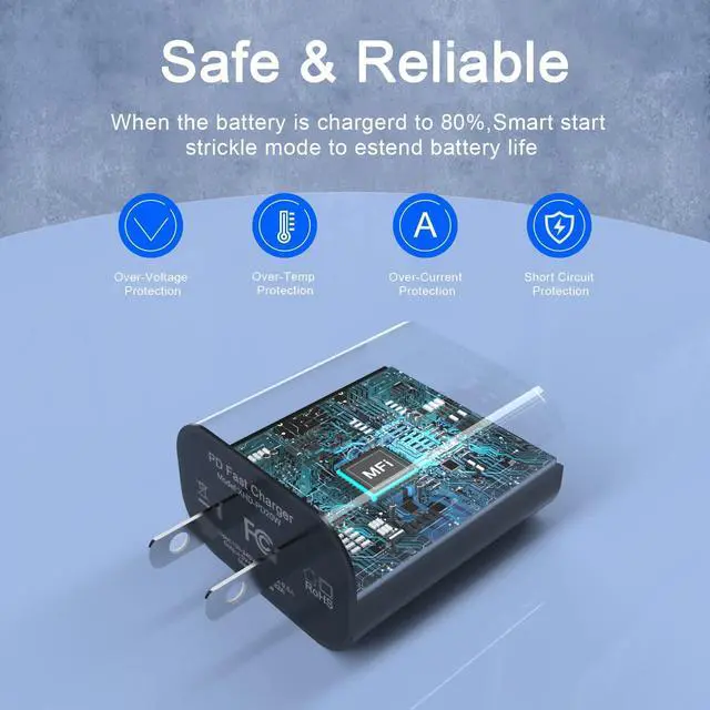 Alt view image 5 of 7 - iPhone11 12 13 14 Fast Charger,2Pack 20W iPhone Charger Fast Charging Block Adapter with 10FT USB-C to Lightning Data Sync Charging Cord for iPhone 14 13 12 11 Pro Max Xs Xr X 8