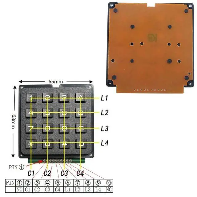 Alt view image 2 of 6 - 4x4 Matrix Membrane Keypad 16 Key Module Array Switch | DIYmalls 4x4 Matrix Membrane Keypad 16 Key Keyboard Module Array Switch for Arduino ESP32 Development Board