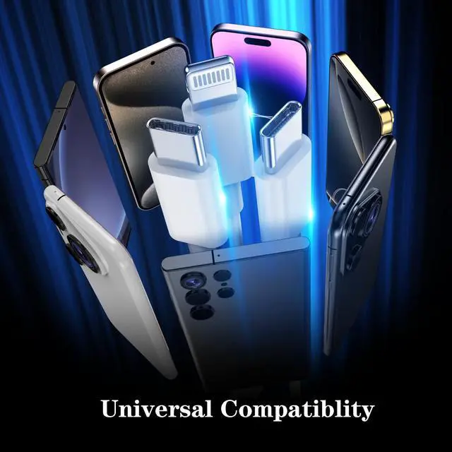 Alt view image 6 of 7 - 2 in 1 USB C to USB C/Lightning Cable Compatible for iPhone 17 16 15 14 13 12 11 XS XR X, 2 Pack 60W Type C Multiple Charging with Lightning/Type C Port iPhone Charger Cord Fast Charging Cable 6FT